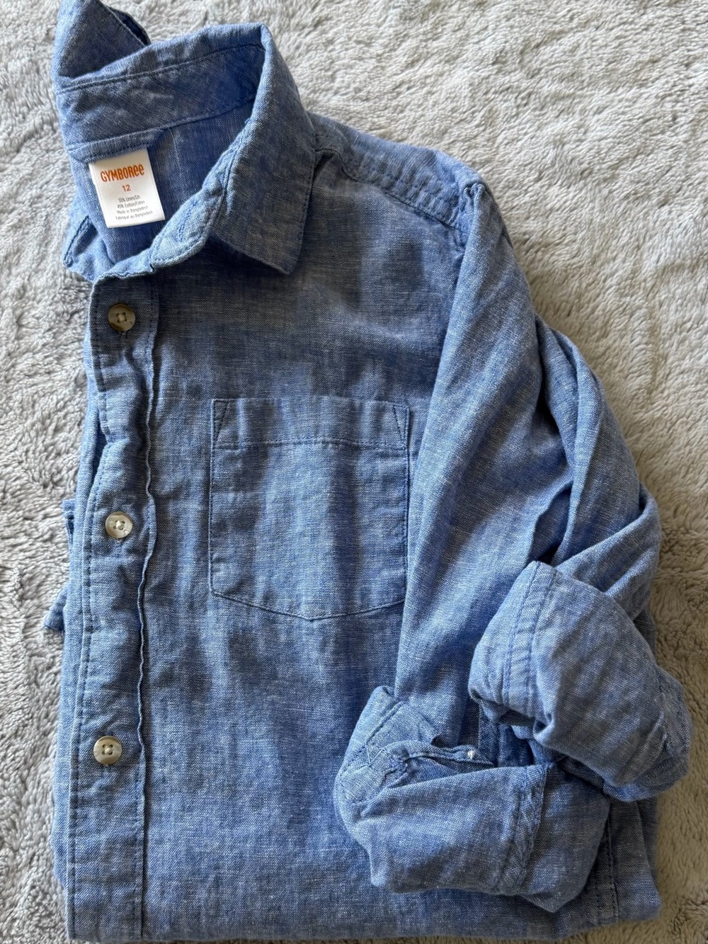 Gymboree Light Blue Chambray Button-Down Shirt, Boys Size 12
